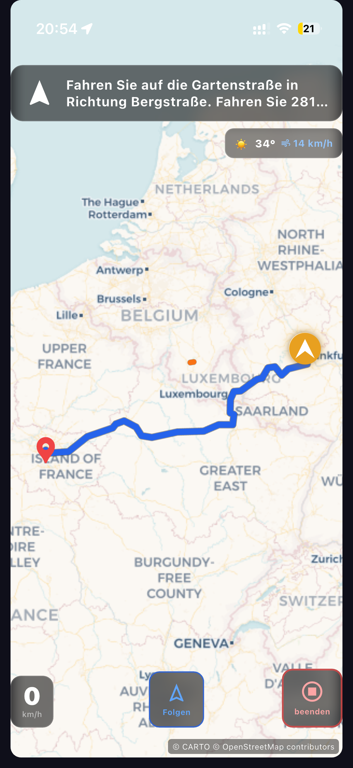 Navigation aktiv